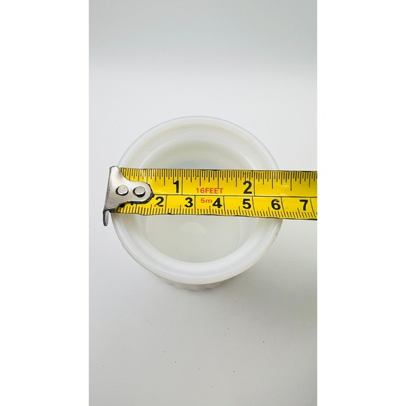 Vintage Milk Glass Blue Floral Toothbrush Holder Vanity Jar Scalloped Base - Picture 8 of 8